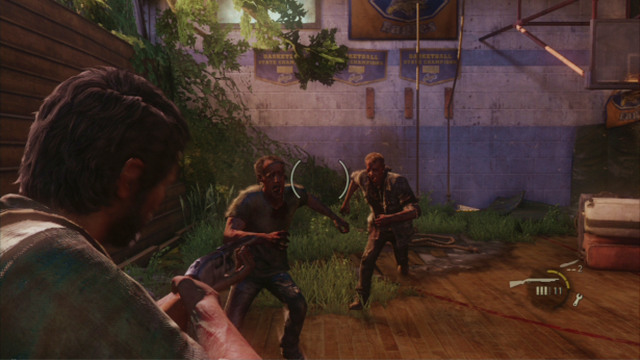 At the very beginning of the fight, focus on the left corner of this location - The Last of Us: High School Escape, Bills Town Walkthrough, map - Bills Town - The Last of Us Guide