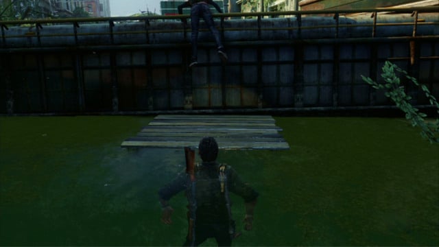 Take the plank over to Ellie and transport the girls to the elevation with a long plank - The Last of Us: Alone and Forsaken, Pittsburgh Walkthrough, map - Pittsburgh - The Last of Us Guide