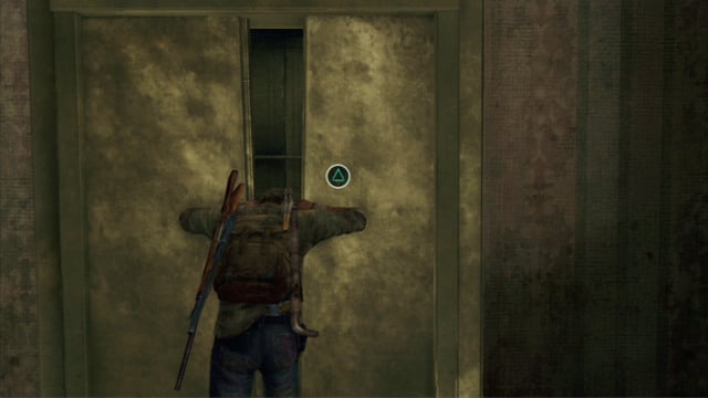 Upstairs there is an inactive elevator shaft, which you can access by pressing the triangle - The Last of Us: Hotel Lobby, Pittsburgh Walkthrough, map - Pittsburgh - The Last of Us Guide