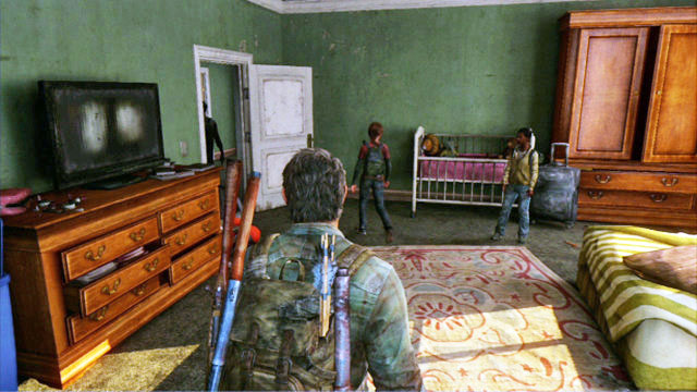 After the two introduce themselves, walk down with them, to the ground floor of the building - The Last of Us: Escape the City, Pittsburgh Walkthrough - Pittsburgh - The Last of Us Guide