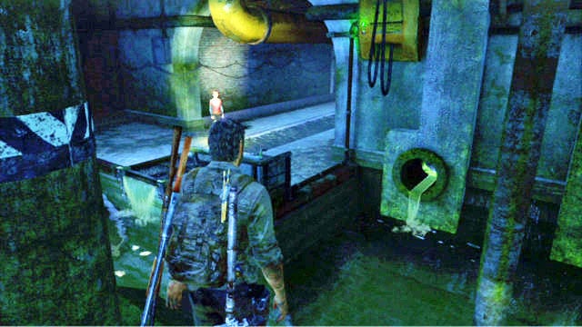 After you start the machine, you will be able to mount the platform above and go a bit further - The Last of Us: Sewers, The Suburbs Walkthrough - The Suburbs - The Last of Us Guide