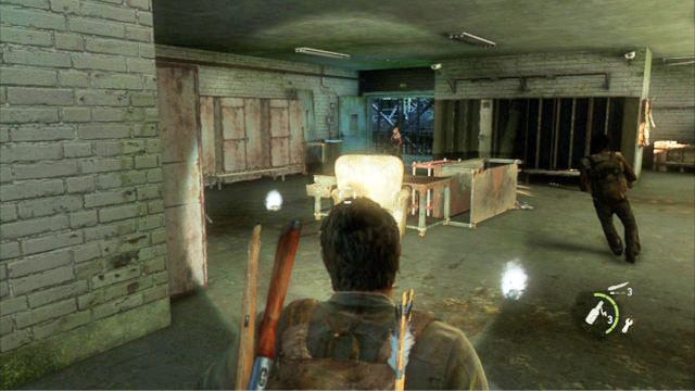 Eventually, you will get into a room with a table with many parts on it - The Last of Us: Sewers, The Suburbs Walkthrough - The Suburbs - The Last of Us Guide