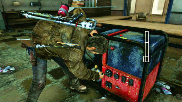 After you have cleared the area, you will be able to go upstairs again and start the generator - The Last of Us: Go Big Horns! The University Walkthrough - The University - The Last of Us Guide