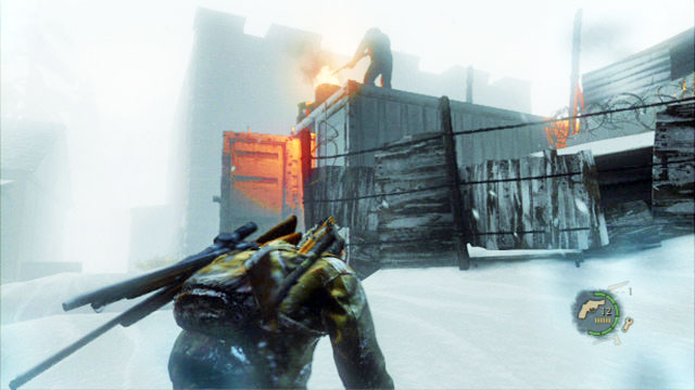 Further way is to the left, up to a truck with a blazing barrel - The Last of Us: Cabin Resort, Lakeside Resort Walkthrough - Lakeside Resort - The Last of Us Guide