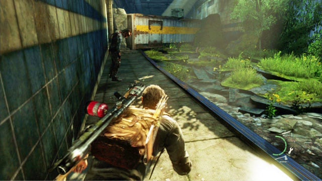 A bit ahead, there is a clocker waiting for you - The Last of Us: Underground Tunnel, Bus Depot Walkthrough, map - Bus Depot - The Last of Us Guide