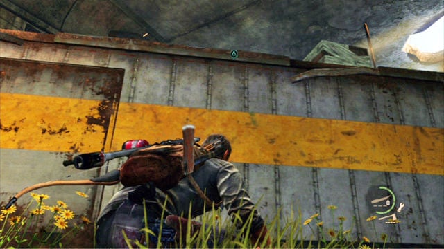 The girl will throw down crate for you to climb over to the roof - The Last of Us: Underground Tunnel, Bus Depot Walkthrough, map - Bus Depot - The Last of Us Guide