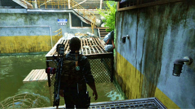 You can now transport the ladder up to the broken footbridge - The Last of Us: Underground Tunnel, Bus Depot Walkthrough, map - Bus Depot - The Last of Us Guide