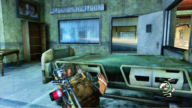 Once you take several steps, you will have to walk out into the corridor through the widow to the right - The Last of Us: The Hospital, The Firefly Lab Walkthrough, map - The Firefly Lab - The Last of Us Guide