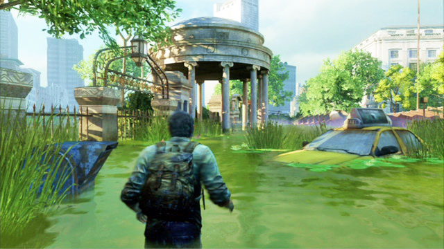 Cross the lake to reach the structure with pillars - The Last of Us: The Outskirts, Artifacts and pendants - Artifacts and pendants - The Last of Us Guide