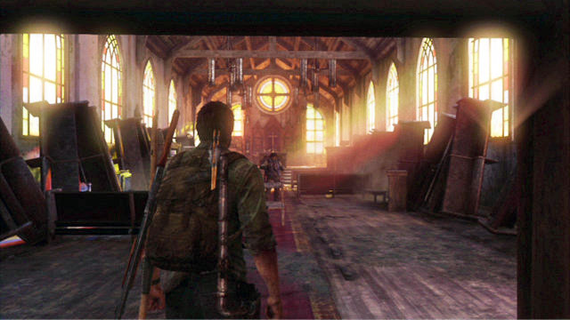 In Bills second hideout, climb the stairs and approach the stained-glass windows at the other end of the church - The Last of Us: Bills Town, Artifacts and pendants - Artifacts and pendants - The Last of Us Guide