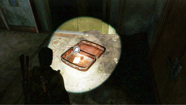 Stay close to the wall and slip past the hole, where there is a suitcase with the note in it - The Last of Us: Hotel Lobby (Pittsburgh), Artifacts and pendants - Artifacts and pendants - The Last of Us Guide