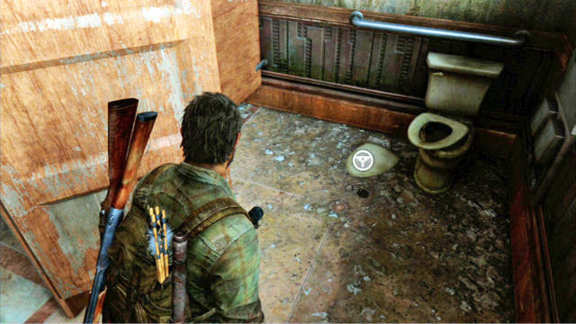 As you walk through the corridor below, you will pass by two toilets - The Last of Us: Hotel Lobby (Pittsburgh), Artifacts and pendants - Artifacts and pendants - The Last of Us Guide