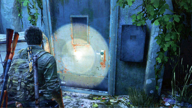 Sneak up the stairs and open the blue door to your left (behind the wooden counter) - The Last of Us: The Suburbs - Sewer, Artifacts and pendants - Artifacts and pendants - The Last of Us Guide