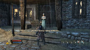 A few steps further, in the street there's a cart that belongs to a dwarven merchant - Grof - Bree - Chapter 1 - The Lord of the Rings: War in the North - Game Guide and Walkthrough