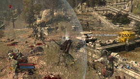 After some time one of yours companions will warn you about the next warriors, who will come running down the stairs further away and surround you - Outer Wards - Chapter 1 - The Lord of the Rings: War in the North - Game Guide and Walkthrough