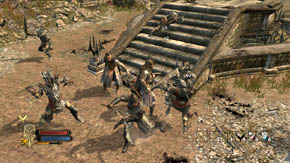 Call Beleram or simply run zigzagging and avoiding the crossbow shots till you're able to reach its operator - Inner Wards - p. 1 - Chapter 1 - The Lord of the Rings: War in the North - Game Guide and Walkthrough