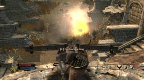 Use the crossbow right away and prepare to repel the enemy attack - Inner Wards - p. 1 - Chapter 1 - The Lord of the Rings: War in the North - Game Guide and Walkthrough