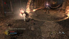 Stand up on a bridge to the right and enter the aiming mode - The Citadel - Chapter 1 - The Lord of the Rings: War in the North - Game Guide and Walkthrough