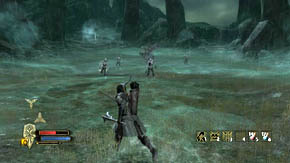 There are two heaps of items in this place - the first on the left and the second in front of you, under the great pillar you should run around - The Barrow-downs - p. 1 - Chapter 2 - The Lord of the Rings: War in the North - Game Guide and Walkthrough