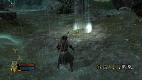 On the left, before the glowing portal there's a flower - The Barrow-downs - p. 2 - Chapter 2 - The Lord of the Rings: War in the North - Game Guide and Walkthrough