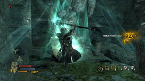 Eventually, the boss will teleport to the furthest part of this path, so you'll be able to fight with him hand-to-hand - The Barrow of Amon Gorthad - Chapter 2 - The Lord of the Rings: War in the North - Game Guide and Walkthrough