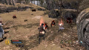 They lead to a place where you must jump from one rock to the other - The Coldfells - p. 1 - Chapter 3 - The Lord of the Rings: War in the North - Game Guide and Walkthrough