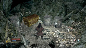 If you play as Farin, then before you exit the cave, look at the left wall (looking at the cave exit) - The Coldfells - p. 2 - Chapter 3 - The Lord of the Rings: War in the North - Game Guide and Walkthrough