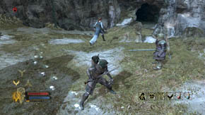 The further road leads through a rocky bridge on the left - The High Moors - Chapter 3 - The Lord of the Rings: War in the North - Game Guide and Walkthrough