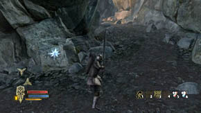 Right on the left there's another vein of gold, opposite - a mushroom, while a little further a vein of gold and a chest - Alpine Pass - Chapter 4 - The Lord of the Rings: War in the North - Game Guide and Walkthrough