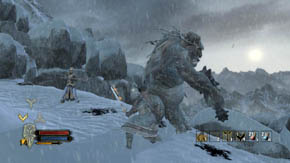 The further path leads through the rocky bridge covered with snow - Alpine Pass - Chapter 4 - The Lord of the Rings: War in the North - Game Guide and Walkthrough