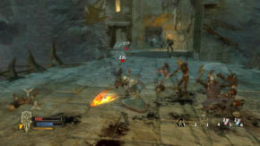 After dealing with the goblins, a heavy orc warrior will get here and then another one - Mountain's Interior - Chapter 4 - The Lord of the Rings: War in the North - Game Guide and Walkthrough