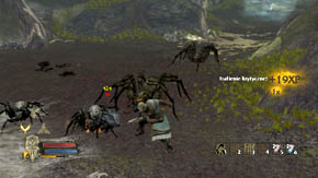 Opposite there is a heap of items and a flower under the tree and the rock, and another one on the right - Web-Shrouded Woods - Chapter 5 - The Lord of the Rings: War in the North - Game Guide and Walkthrough