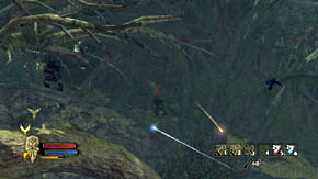 Watch the direction from which the arrows are coming to locate your enemies - Web-Shrouded Woods - Chapter 5 - The Lord of the Rings: War in the North - Game Guide and Walkthrough