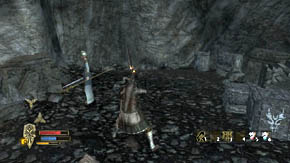 On the right, in a small cave, there are a few barrels and chests - The Grey Mountains - p. 1 - Chapter 6 - The Lord of the Rings: War in the North - Game Guide and Walkthrough