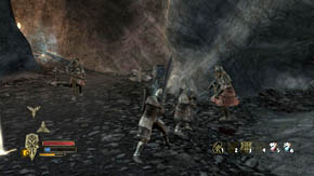 It's essential that you fight here and not run out to the right - The Grey Mountains - p. 1 - Chapter 6 - The Lord of the Rings: War in the North - Game Guide and Walkthrough