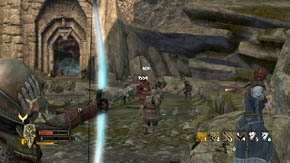 Upstairs on the right there is a corridor leading to the bridge, but before you go outside, search a small cave on the left (three crates and a mushroom) - The Grey Mountains - p. 1 - Chapter 6 - The Lord of the Rings: War in the North - Game Guide and Walkthrough