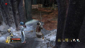 Barbarian sorcerers will appear in the opposite windows and a warrior will come running to get you as well - Carn Dum - Chapter 8 - The Lord of the Rings: War in the North - Game Guide and Walkthrough