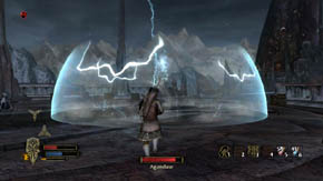If you notice that Agandaur is on the ground and begins to electrify, run away from him as quickly as you can - Carn Dum Citadel - Chapter 8 - The Lord of the Rings: War in the North - Game Guide and Walkthrough