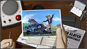 Use a camera on what was left of the car - robots will take a photo of Dan and his work of destruction - Chapter two - Dan - p. 1 - Walkthrough - The Next Big Thing - Game Guide and Walkthrough