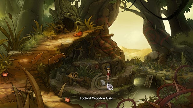 Use dwarf wicked key on a locked wooden gate - you will open it (you don't need the key any more so Jerry will leave it) - A trip with Spitzweg - Walkthrough - The Night of the Rabbit - Game Guide and Walkthrough