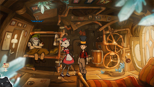 You will jump to the dwarves house - A trip with Spitzweg - Walkthrough - The Night of the Rabbit - Game Guide and Walkthrough