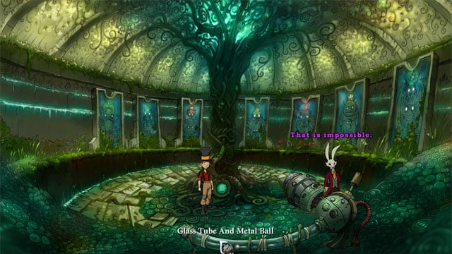 Use leprechaun cobalt on glass tube and metal ball on the bottom and you will get a metal ball - A trip with Spitzweg - Walkthrough - The Night of the Rabbit - Game Guide and Walkthrough