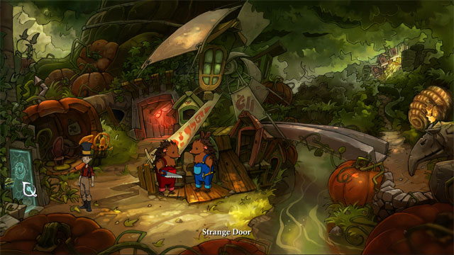 Use the ghostly key that you gain recently on the strange door on the left - A trip with Spitzweg - Walkthrough - The Night of the Rabbit - Game Guide and Walkthrough