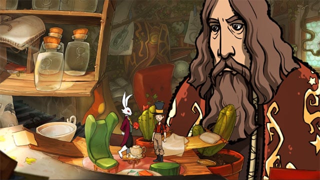 Jerry will go to the left by ivy and the clock will fall down and wake up the man - A trip with Spitzweg - Walkthrough - The Night of the Rabbit - Game Guide and Walkthrough