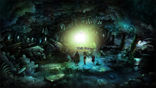 Next to the tree rabbit and magician will be waiting for you - The four portals: rockwhisper and greengrow spells - Walkthrough - The Night of the Rabbit - Game Guide and Walkthrough