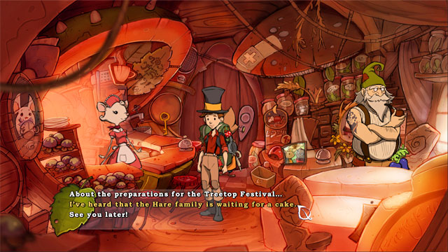 Go to cafe - The four portals: rockwhisper and greengrow spells - Walkthrough - The Night of the Rabbit - Game Guide and Walkthrough