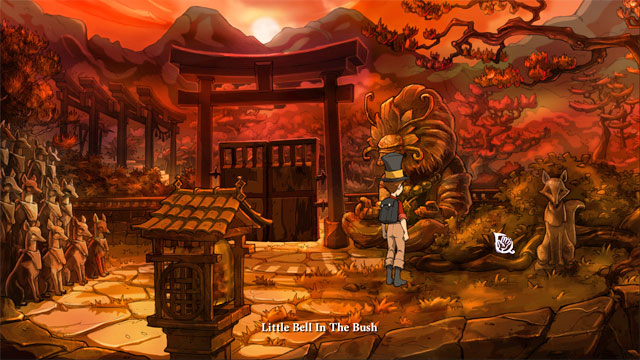 Use magic coin with hole and you will see Kitsune's golden bell just next to the large wooden statue - The four portals: fox's cunning and glimmer of hope spells - Walkthrough - The Night of the Rabbit - Game Guide and Walkthrough