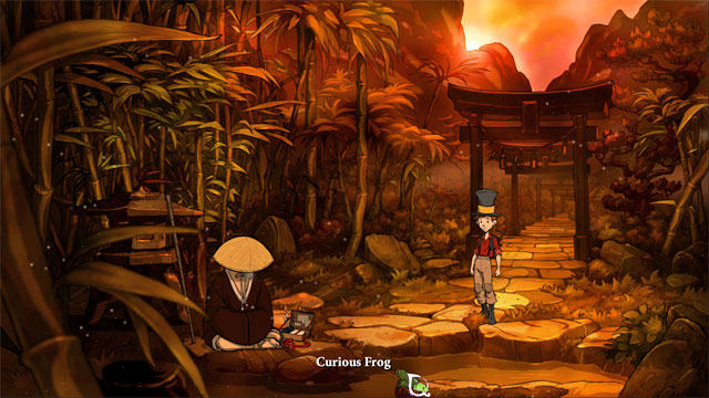 Here use clicker frog on frog pond and curious frog will jump out - The four portals: fox's cunning and glimmer of hope spells - Walkthrough - The Night of the Rabbit - Game Guide and Walkthrough