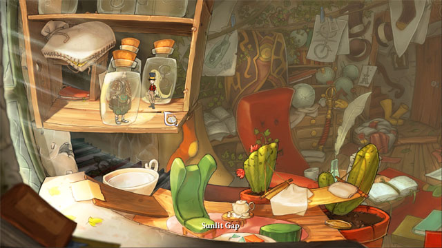 Take corn kernel - Lizards, bottles and fifth portal - Walkthrough - The Night of the Rabbit - Game Guide and Walkthrough