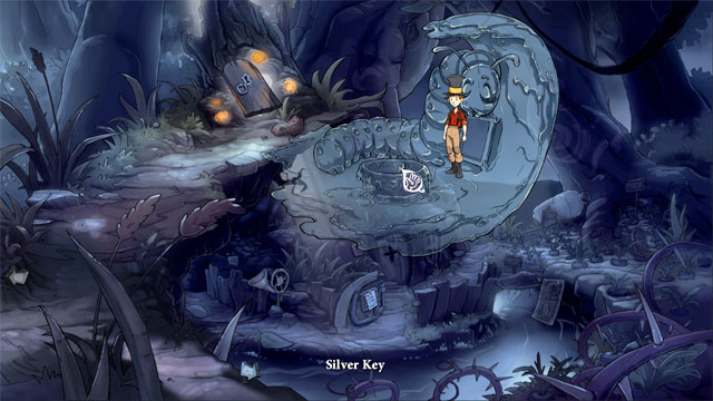 Fountain stops - Lizards, bottles and fifth portal - Walkthrough - The Night of the Rabbit - Game Guide and Walkthrough